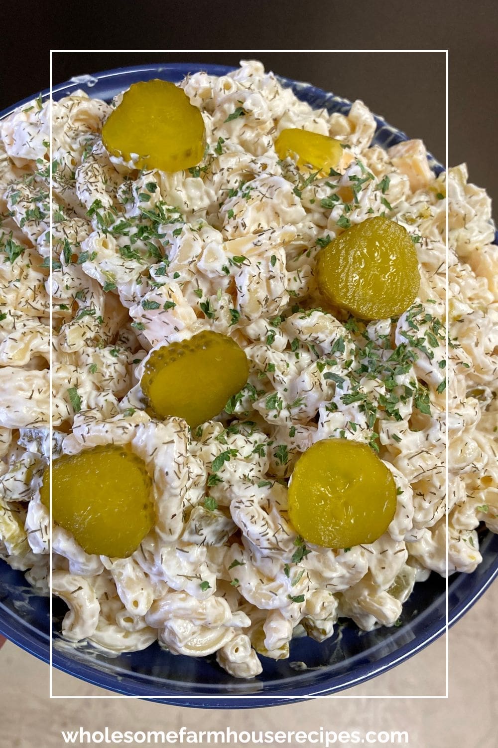 Simple Recipe Dill Pickle Pasta Salad Top view