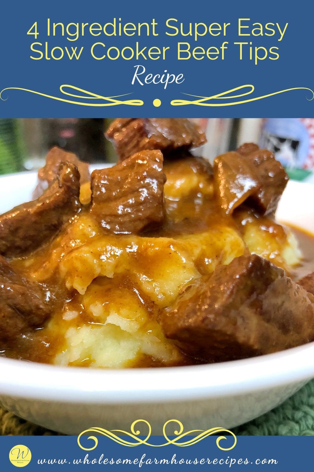 4 Ingredient Super Easy Slow Cooker Beef Tips Recipe