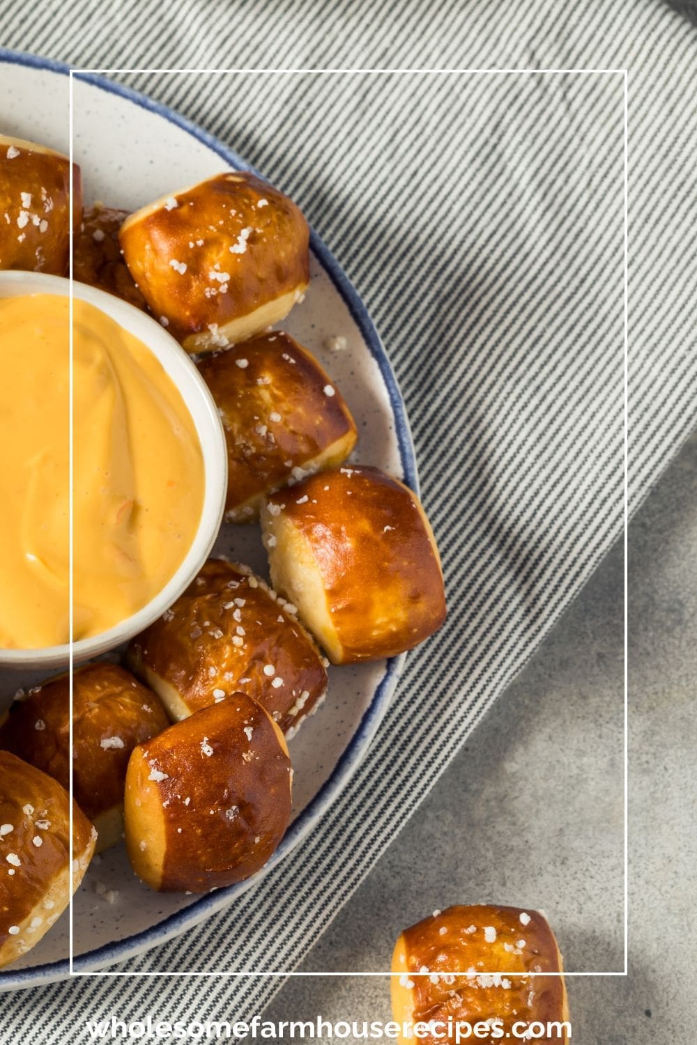 Soft Pretzel Bites Served with Cheese Sauce