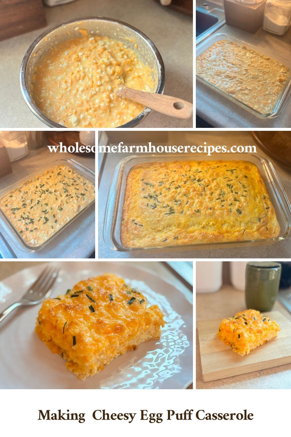 Making Cheesy Egg Puff Casserole