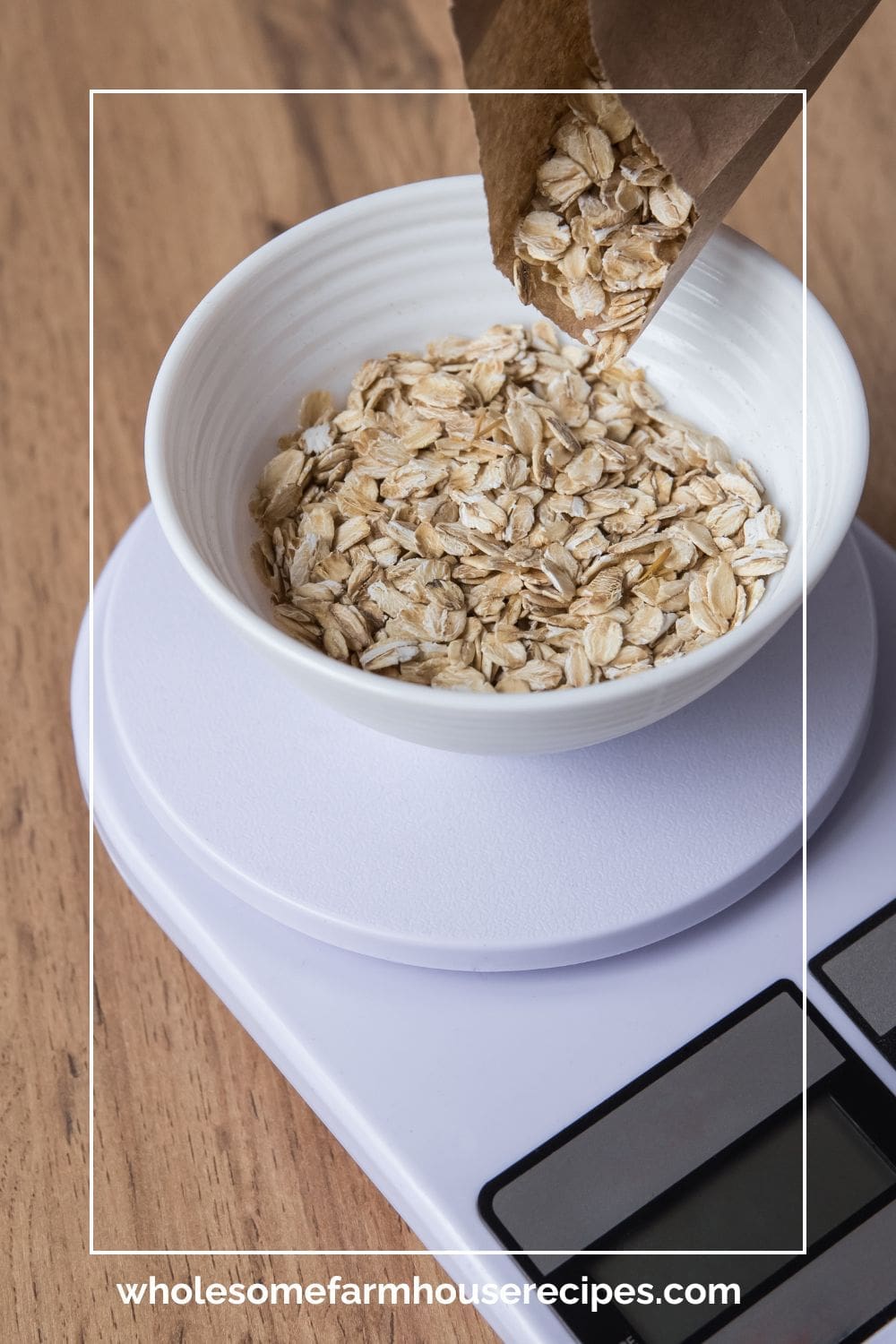 measuring oats using a kitchen scale