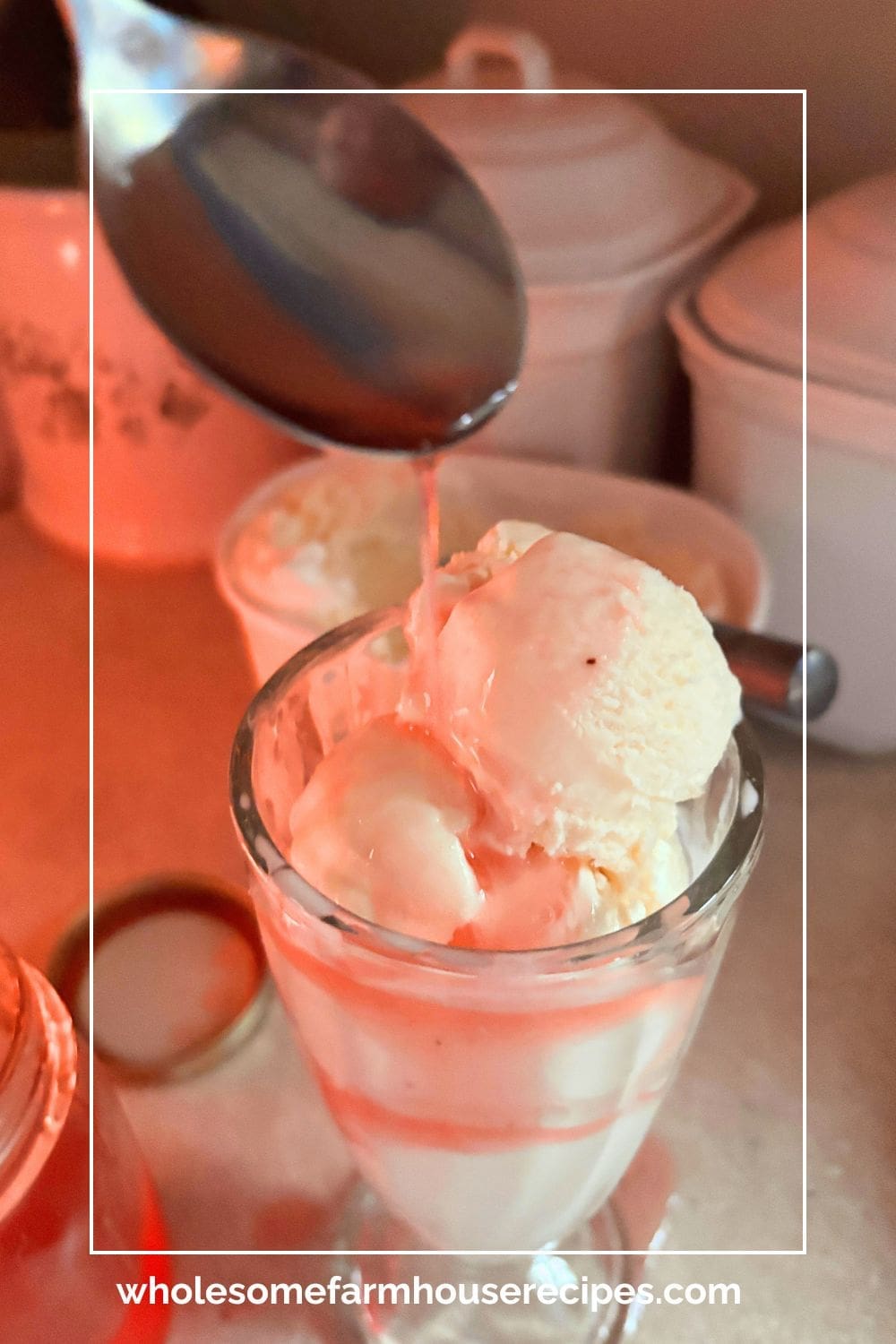 Homemade Strawberry Top Syrup Over Ice Cream