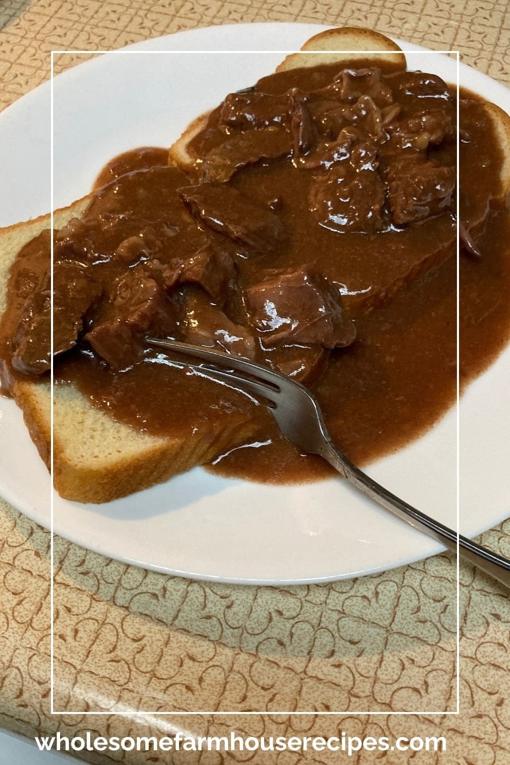Tender Beef and Gravy Over Bread